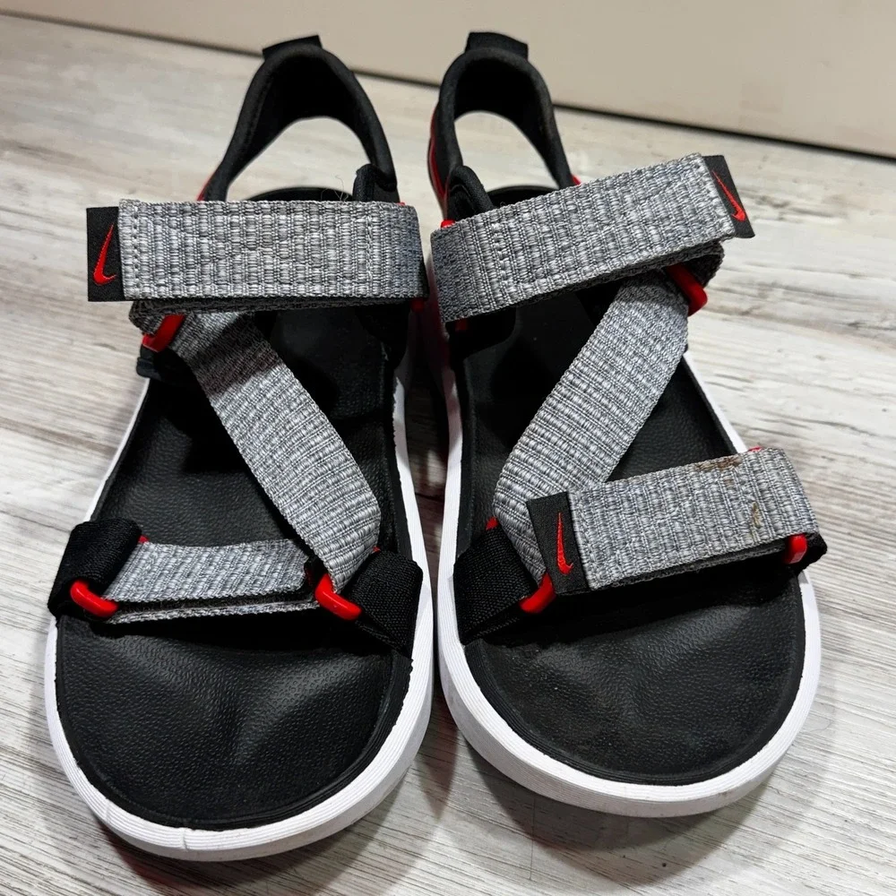 Nike Vista Sandals Shoes Mens Size 8 Black Red Strap Adjustable DJ6606-002